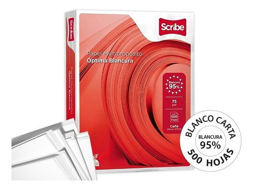 Papel Blanco Carta (scribe Rojo) - 1 Paquete Con 500 Hojas