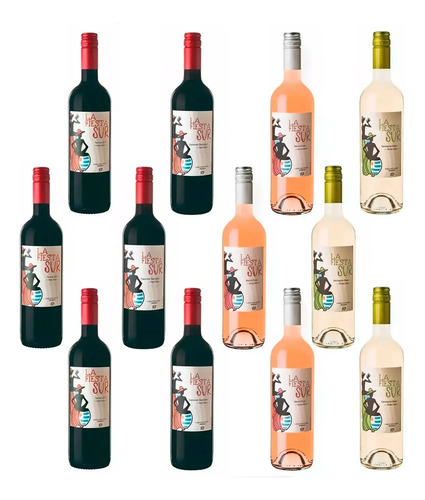 Combo X3 Pack De 4 Vinos Pizzorno Fiesta Del Sur 750ml Febo