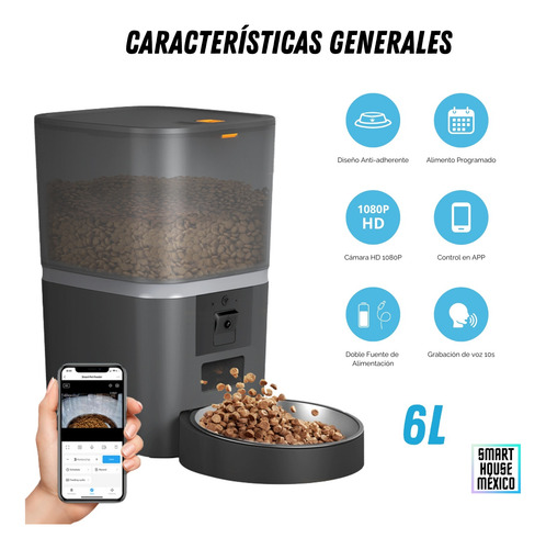 Comedero Inteligente Para Mascotas Smart House Camara, Audio
