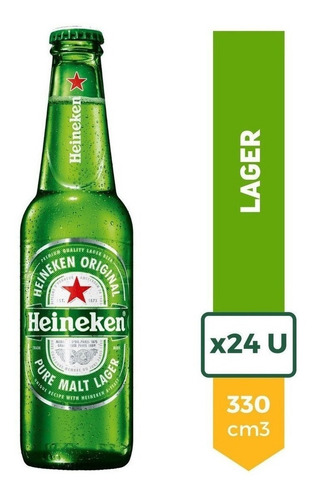 Imagen 1 de 9 de Cerveza Heineken Rubia Porron 330ml Pack X24 La Barra Oferta