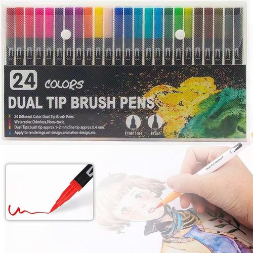 Bolígrafos Para Colorear De 24 Colores, Juego De Marcadores