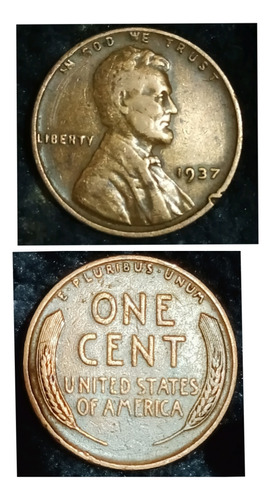 Moneda De Un Centavo De Estados Unidos Del Año 1937