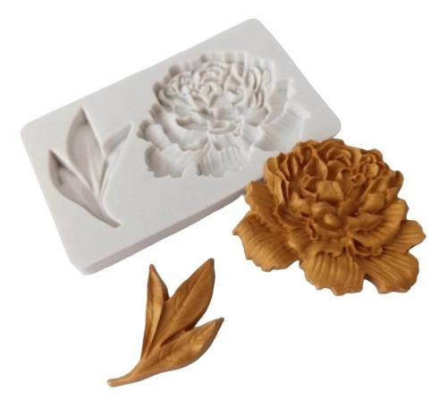 Molde De Silicone Flor De Lotus Com Folhas
