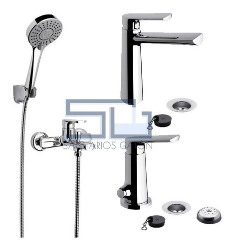 Griferia Fv Combo Monocomando Aromo D8 Lav Bidet Ducha Baño 