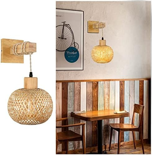 Aplique De Pared De Ratán - Lámparas De Ratán Frideko Para D
