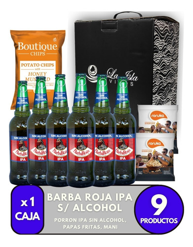 Cerveza Barba Roja Ipa Sin Alcohol + Mix. Combo Box Regalo