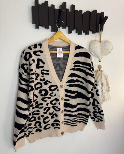 Cárdigan Print Bremer, Doble Jacquard, Abarca Hasta Talle L
