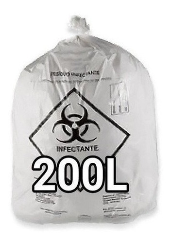 Imagem 2 de 3 de Saco De Lixo Infectante 200 Litros Branco Hospitalar C/100