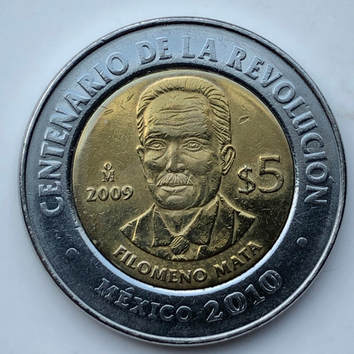 Mexfm05 México 5 Pesos Filomeno Mata 2009 Xf Ayff (Usado)