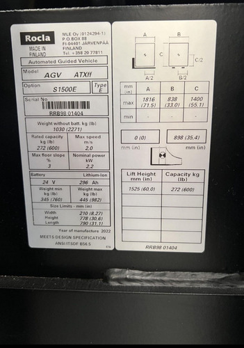 Traspaleta Electrica Rocla Agv Atxff 600lb 2022 Montacargas