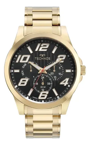 Relógio Technos Masculino Racer Dourado - 6p29ald/1p Fundo Preto