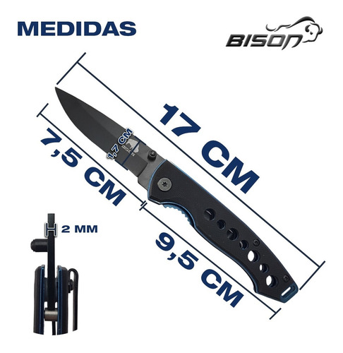 Imagen 2 de 10 de Navaja Cuchillo Supervivencia Rescate Azul Bison