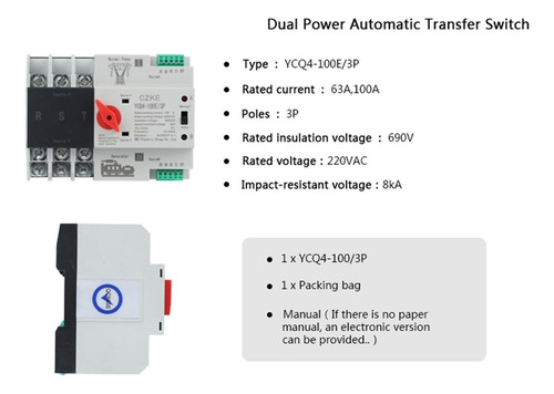 Czke Ycq4-100e/3p Interruptor De Transferência Automática