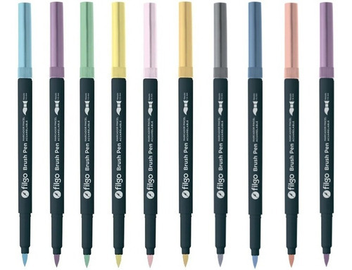10 Marcadores Brush Pen Punta Pincel Filgo Pastel