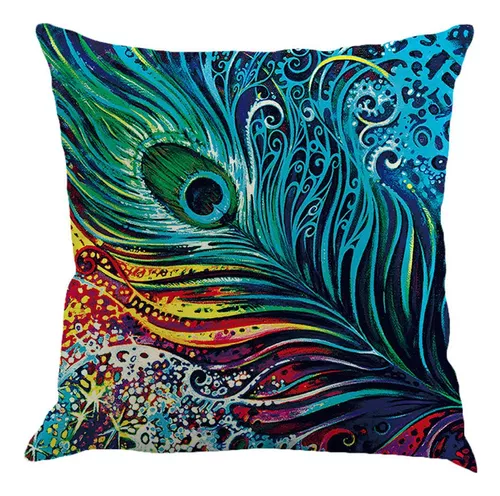 Almohada de plumas de colores, 18.0 x 18.0 in, multicolor