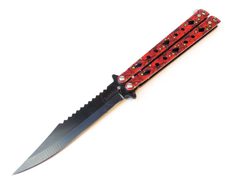 Navaja Mariposa Balisong Práctica Zombie Serrucho Filo Acero