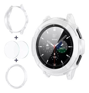 2 Protector+funda Samsung Galaxy Watch 4 Classic 46mm White