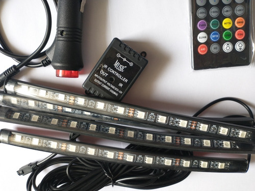 Luces Led Interior Auto Rgb 4 Tiras Led 8 Colores