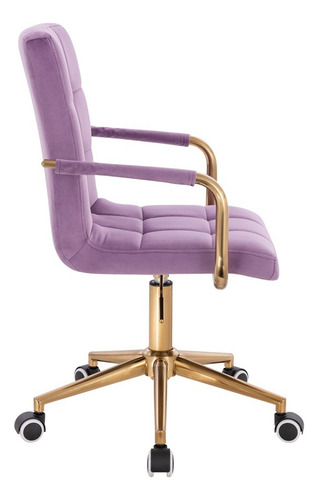 Silla De Oficina Terciopelo Con Brazo En Cromo Dorado Color Púrpura