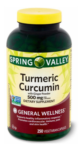 Tumeric Curcumim Spring Valley 500mg Importado 250 Capsulas
