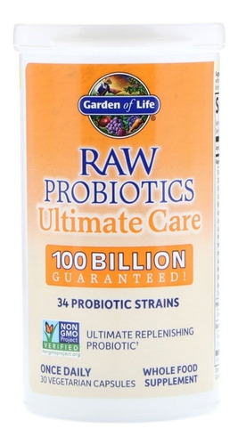 Garden Of Life Raw Probiótico Ultimate 100 Bilhões 34 Cepas