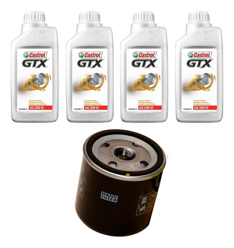 Kit 4 Oleo+filtro 20w50 Castrol Gtx Anti Borra Motor Ap 