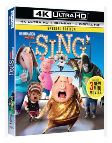 Sing Blu Ray 4k + Blu Ray Original & Digital Hd ( Nuevo )