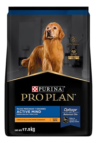 Imagen 1 de 3 de Pro Plan Active Mind Adulto 7+ Raza Mediana 17.5kg Ms