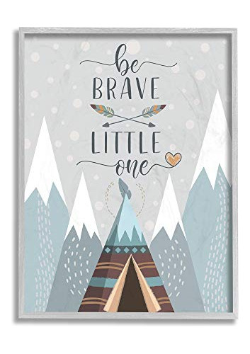 Stupell Industries Brave Little One Phrase Snow Mountain Ran