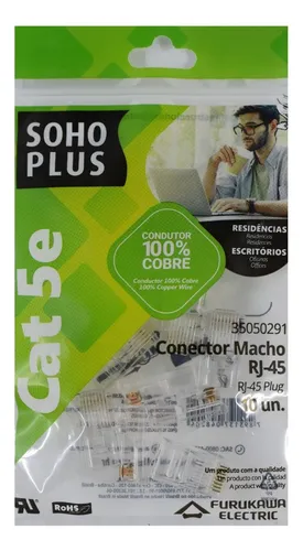 Conector Macho Rj45 Furukawa Sohoplus Cat5e - 10 Peças Menor preço em Conector Macho Rj45 Furukawa Sohoplus Cat5e - 10 Peças