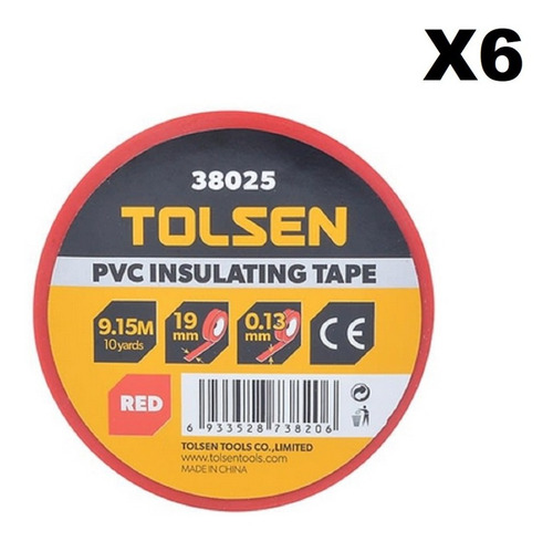 Teipe Rojo Cinta Aislante Electrica 19mmx 9.15m Tolsen