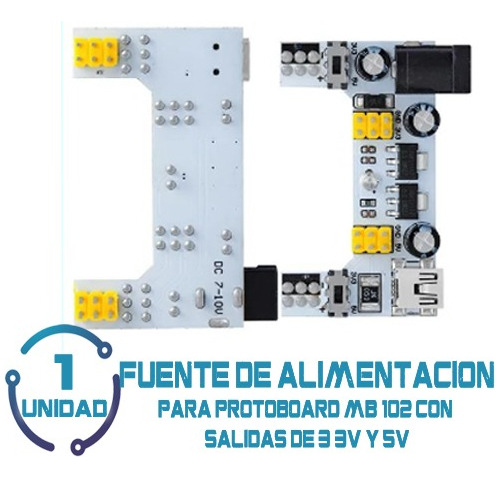  1 Unid Fuente Alimentación Para Protoboard Mb102 3.3v Y 5v 