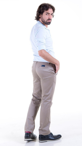 Pantalon Hombre Beige Polo Club Verano Clasico Elastizado