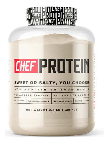 Proteina Whey 2.8lb (1.28 Kg) Sin Sabor - Chef Protein