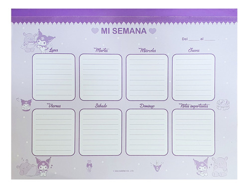 Planificador Planner Semanal Kuromi