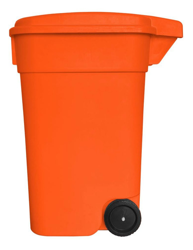 Bote De Basura 145l Con Tapa Y Ruedas En Colores Color Naranja