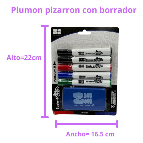 25 Plumon Colores Pizarron Marcador Con Borrador