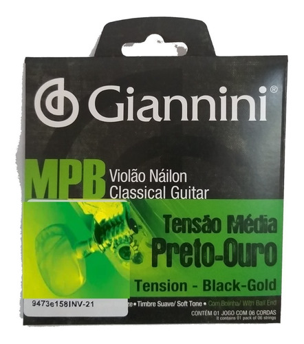 Imagen 1 de 3 de Cuerdas Guitarra  Clásica Giannini Preto-ouro (oro-negro) 