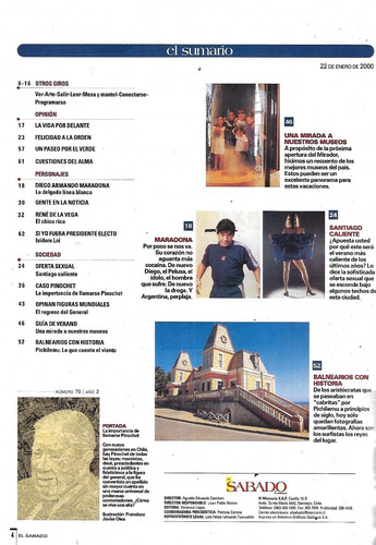 Revista El Sábado N° 70 Mercurio / 22-01-2000 / Pichilemu (Usado)