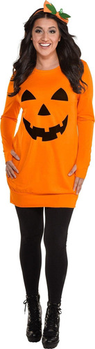 Juego De Accesorios Y Vestido Tipo Túnica De Calabaza Jack-o