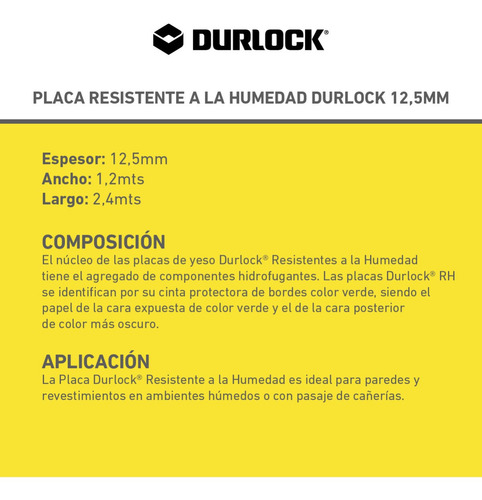 Placa Durlock Resistente Humedad Verde