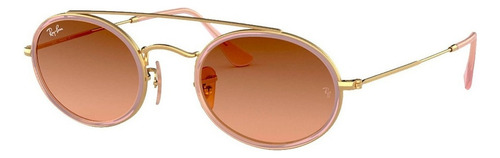 Anteojos de sol Ray-Ban I-Shape Oval Double Bridge talle Extra large armazón polished gold y lente pink/brown