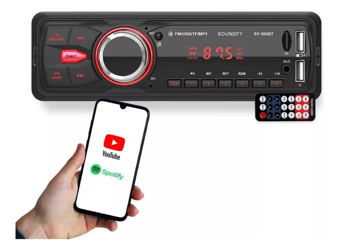Aparelho Som Automotivo Soundfy Sy-300 Com 2 Usb Bluetooth Pendrive Leitor Cartão Sd Rádio Fm Mp3