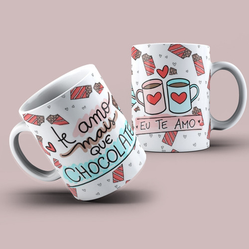 Imagem 2 de 2 de Caneca Namorados Eu Te Amo Mais Que Chocolate - 325ml