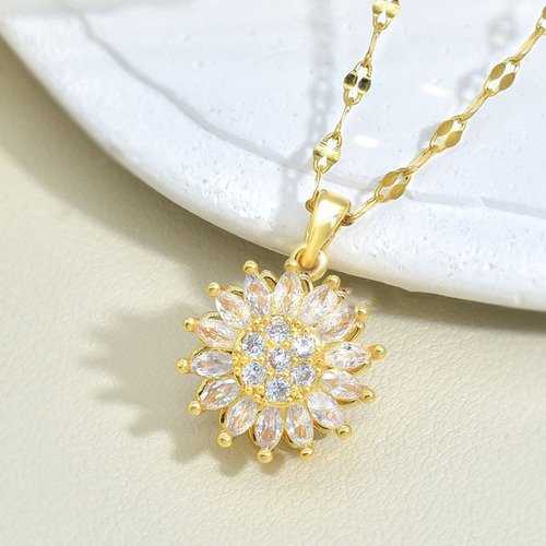 (a) Collar De Girasol Con Colgante De Circonitas Giratorias