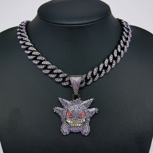 Collar De Diamantes Cubana Cadena Eslabones Gengar Hip Hop