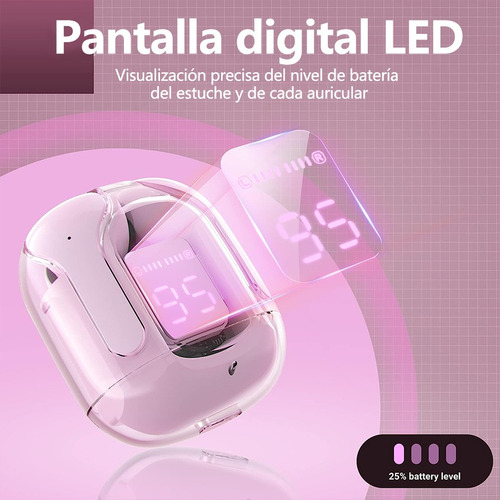 Futurem Audifonos Inalambricos Pantalla Auriculare Bluetooth Rosa