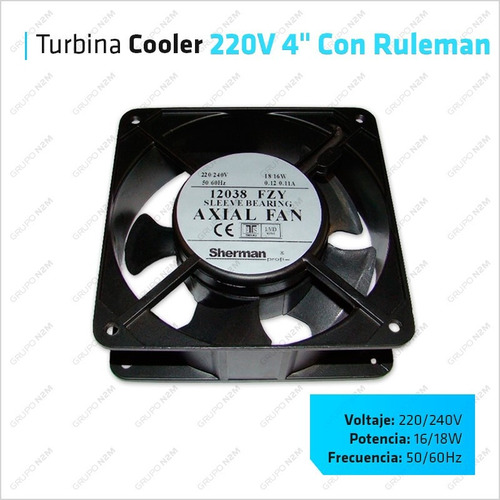 Imagen 3 de 10 de Turbina Metalica 220v 4in Cooler Ventilador Con Ruleman
