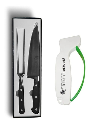 Set Cocina Trento Cuchillo + Trinche + Afilador Easy Sharp