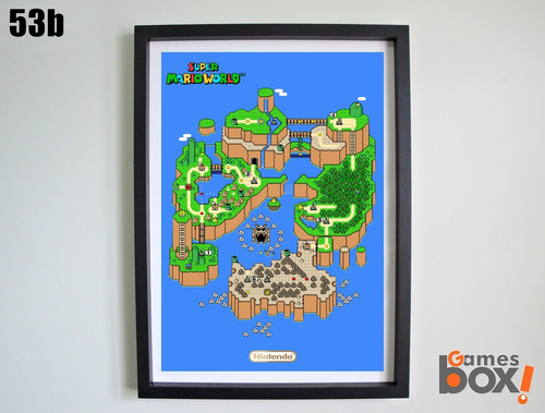 Poster Quadro - Super Mario World Mapa Super Nintendo